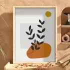 Toprak Tonları Bitki Sanatı Doğal Ahşap Çerçeveli Tablo Aksesuarları Modern Sanat İç Mekan