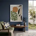 Yeşil Monstera Soyut Formlar Beyaz Ahşap Çerçeveli Tablo Dekoratif Obje Ev Aksesuarları Modern