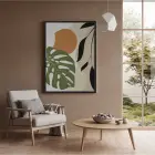 Yeşil Monstera Soyut Formlar Siyah Ahşap Çerçeveli Tablo Dekorasyonu Poster Obje Ev Aksesuarları