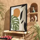 Yeşil Monstera Soyut Formlar Siyah Ahşap Çerçeveli Tablo Dekorasyonu Poster Obje Ev Aksesuarları