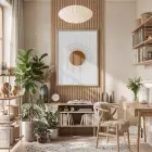 Boho Işınsal Güneş Doğal Ahşap Çerçeveli Tablo Bohem Dekoru Poster Obje Ev Aksesuarları