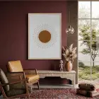 Boho Işınsal Güneş Doğal Ahşap Çerçeveli Tablo Bohem Dekoru Poster Obje Ev Aksesuarları