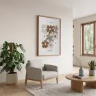Toprak Tonları Soyut Çiçekler Doğal Ahşap Çerçeveli Tablo Bohem Dekorasyonu Poster Obje Ev