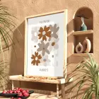 Toprak Tonları Soyut Çiçekler Doğal Ahşap Çerçeveli Tablo Bohem Dekorasyonu Poster Obje Ev
