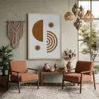 Bohem Güneş Formları Doğal Ahşap Çerçeveli Tablo Obje Ev Aksesuarları Modern Sanat İç