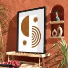 Bohem Güneş Formları Siyah Ahşap Çerçeveli Tablo Ev Aksesuarları Modern Sanat İç Mekan