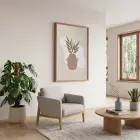 Minimalist Botanik Vazo Doğal Ahşap Çerçeveli Tablo Bohem Modern Sanat İç Mekan Yatak