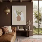 Minimalist Botanik Vazo Beyaz Ahşap Çerçeveli Tablo Bohem Oturma Odası Duvar Dekoru Poster