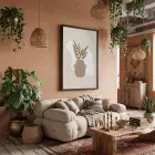 Minimalist Botanik Vazo Siyah Ahşap Çerçeveli Tablo Bohem Oturma Odası Duvar Dekoru Poster