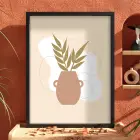 Minimalist Botanik Vazo Siyah Ahşap Çerçeveli Tablo Bohem Oturma Odası Duvar Dekoru Poster