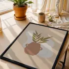 Minimalist Botanik Vazo Siyah Ahşap Çerçeveli Tablo Bohem Oturma Odası Duvar Dekoru Poster