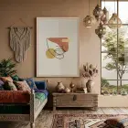 Toprak Tonları Yüz Hatları Doğal Ahşap Çerçeveli Tablo Poster Dekoratif Obje Ev Aksesuarları