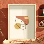 Toprak Tonları Yüz Hatları Doğal Ahşap Çerçeveli Tablo Poster Dekoratif Obje Ev Aksesuarları