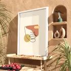 Toprak Tonları Yüz Hatları Beyaz Ahşap Çerçeveli Tablo Ev Aksesuarları Modern Sanat İç