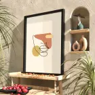 Toprak Tonları Yüz Hatları Siyah Ahşap Çerçeveli Tablo Duvar Dekoru Poster Obje Ev
