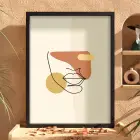 Toprak Tonları Yüz Hatları Siyah Ahşap Çerçeveli Tablo Duvar Dekoru Poster Obje Ev