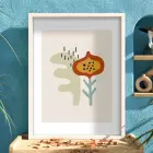 Soyut Organik Formlar Beyaz Ahşap Çerçeveli Tablo Dekorasyonu Poster Obje Ev Aksesuarları Modern