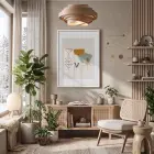 Soyut Geometrik Doğa Beyaz Ahşap Çerçeveli Tablo Salon Oturma Odası Duvar Dekoru Poster
