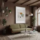 Soyut Geometrik Doğa Beyaz Ahşap Çerçeveli Tablo Salon Oturma Odası Duvar Dekoru Poster