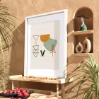 Soyut Geometrik Doğa Beyaz Ahşap Çerçeveli Tablo Salon Oturma Odası Duvar Dekoru Poster