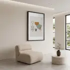 Soyut Geometrik Doğa Siyah Ahşap Çerçeveli Tablo Ofis Kanvas Görünümlü Salon Oturma Odası