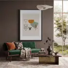 Soyut Geometrik Doğa Siyah Ahşap Çerçeveli Tablo Ofis Kanvas Görünümlü Salon Oturma Odası