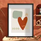 Toprak Tonları Organik Sanat Siyah Ahşap Çerçeveli Tablo Salon Oturma Odası Duvar Dekoru