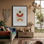 Toprak Tonlu Kavisli Formlar Siyah Ahşap Çerçeveli Tablo Duvar Dekoru Poster Obje Ev