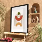 Toprak Tonlu Kavisli Formlar Siyah Ahşap Çerçeveli Tablo Duvar Dekoru Poster Obje Ev