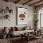 Toprak Tonları Soyut Geometri Siyah Ahşap Çerçeveli Tablo Duvar Dekoru Poster Obje Ev