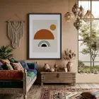 Toprak Tonları Soyut Geometri Siyah Ahşap Çerçeveli Tablo Duvar Dekoru Poster Obje Ev