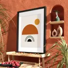 Toprak Tonları Soyut Geometri Siyah Ahşap Çerçeveli Tablo Duvar Dekoru Poster Obje Ev