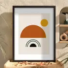 Toprak Tonları Soyut Geometri Siyah Ahşap Çerçeveli Tablo Duvar Dekoru Poster Obje Ev