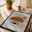 Toprak Tonları Soyut Geometri Siyah Ahşap Çerçeveli Tablo Duvar Dekoru Poster Obje Ev