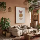 Toprak Tonları Geometrik Soyut Doğal Ahşap Çerçeveli Tablo Dekoru Poster Obje Ev Aksesuarları