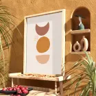 Toprak Tonları Geometrik Soyut Doğal Ahşap Çerçeveli Tablo Dekoru Poster Obje Ev Aksesuarları