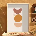 Toprak Tonları Geometrik Soyut Doğal Ahşap Çerçeveli Tablo Dekoru Poster Obje Ev Aksesuarları