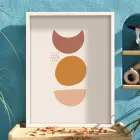 Toprak Tonları Geometrik Soyut Beyaz Ahşap Çerçeveli Tablo Modern Sanat İç Mekan Yatak
