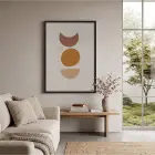 Toprak Tonları Geometrik Soyut Siyah Ahşap Çerçeveli Tablo Görünümlü Salon Oturma Odası Duvar