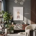 Kum Beji Geometrik Formlar Beyaz Ahşap Çerçeveli Tablo Obje Ev Aksesuarları Modern Sanat