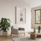 Kum Beji Geometrik Formlar Beyaz Ahşap Çerçeveli Tablo Obje Ev Aksesuarları Modern Sanat
