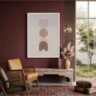 Kum Beji Geometrik Formlar Beyaz Ahşap Çerçeveli Tablo Obje Ev Aksesuarları Modern Sanat