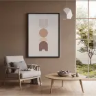 Kum Beji Geometrik Formlar Siyah Ahşap Çerçeveli Tablo Koridor Ofis Kanvas Görünümlü Salon