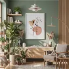 Organik Pastel Yapraklar Beyaz Ahşap Çerçeveli Tablo Poster Dekoratif Obje Ev Aksesuarları Modern