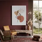 Organik Pastel Yapraklar Beyaz Ahşap Çerçeveli Tablo Poster Dekoratif Obje Ev Aksesuarları Modern