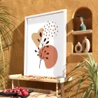 Organik Pastel Yapraklar Beyaz Ahşap Çerçeveli Tablo Poster Dekoratif Obje Ev Aksesuarları Modern