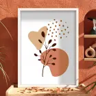 Organik Pastel Yapraklar Beyaz Ahşap Çerçeveli Tablo Poster Dekoratif Obje Ev Aksesuarları Modern