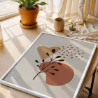 Organik Pastel Yapraklar Beyaz Ahşap Çerçeveli Tablo Poster Dekoratif Obje Ev Aksesuarları Modern
