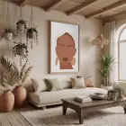 Boho Şık Yüz Tasarım Doğal Ahşap Çerçeveli Tablo Bohem Obje Ev Aksesuarları Modern