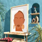 Boho Şık Yüz Tasarım Doğal Ahşap Çerçeveli Tablo Bohem Obje Ev Aksesuarları Modern